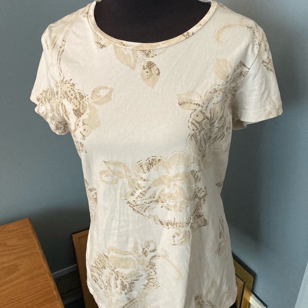 Sonoma Beige Floral T-Shirt Size Large